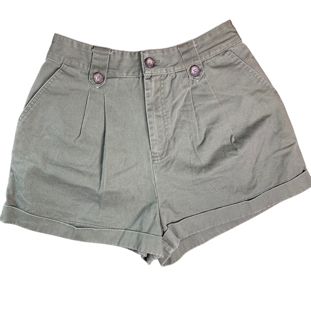 Forever 21 Womens Olive Green Pleated High‎ Waist Utility Shorts Size M
